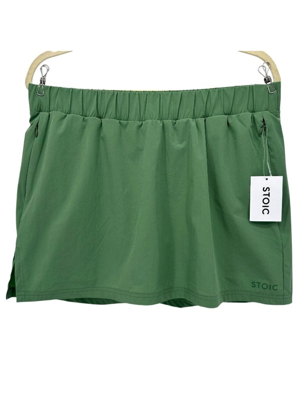 NEW Stoic Womens Large Skort Dark Ivy Short Pull On Elastic Waist Pockets